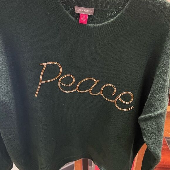 EUC Vince Camuto Forest Green Peace Oversized Sweater Size XS #043 - Picture 3 of 7